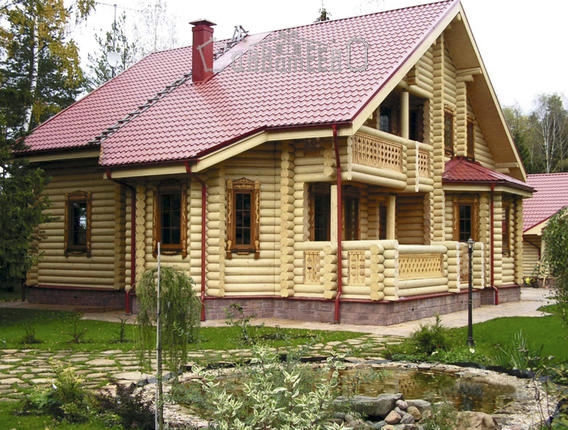 Дом из бревна с мансардой О-208